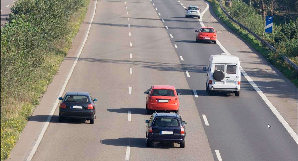 Tailgating car on motorway