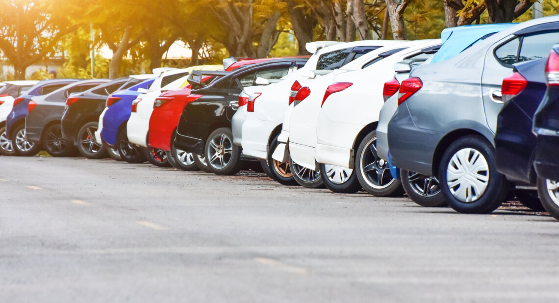 Cars parked in a row